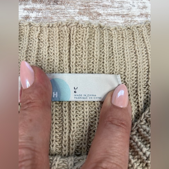 Free People Beach Freya Sweater Sleeveless Oatmeal Beige Large EUC 100% Cotton - Picture 7 of 9